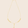Affinity yellow gold hollowlink two side motive necklace with dangle