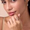 affinity rose gold diamond ring with rose quartz