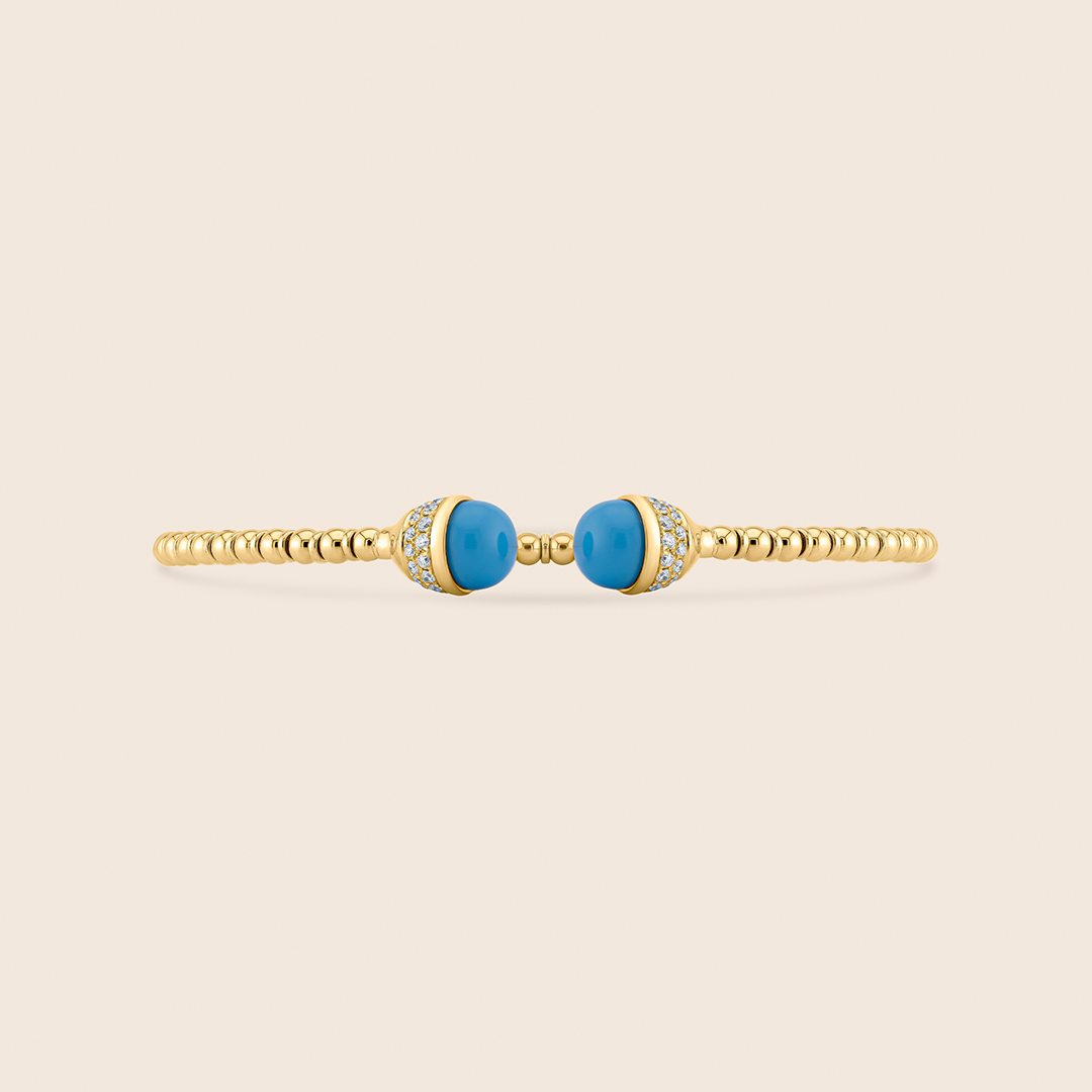 06 nephele yellow gold diamond bangle with turquoise drops - Image 1