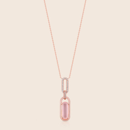 affinity rose gold diamond pendant with rose quartz