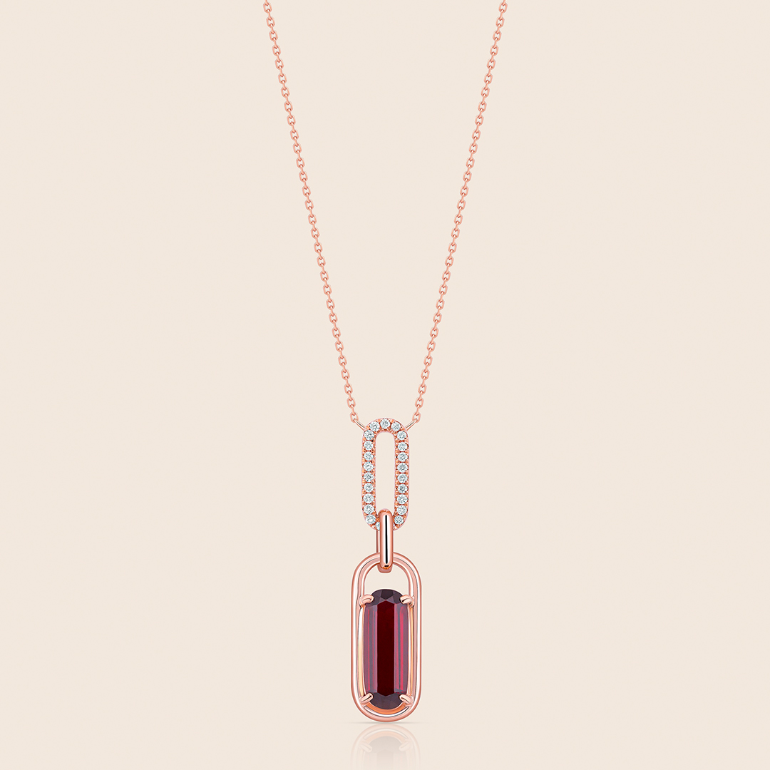 165 affinity rose gold diamond pendant with garnet - Image 1