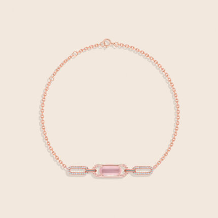 affinity rose gold diamond bracelet with rose quartz