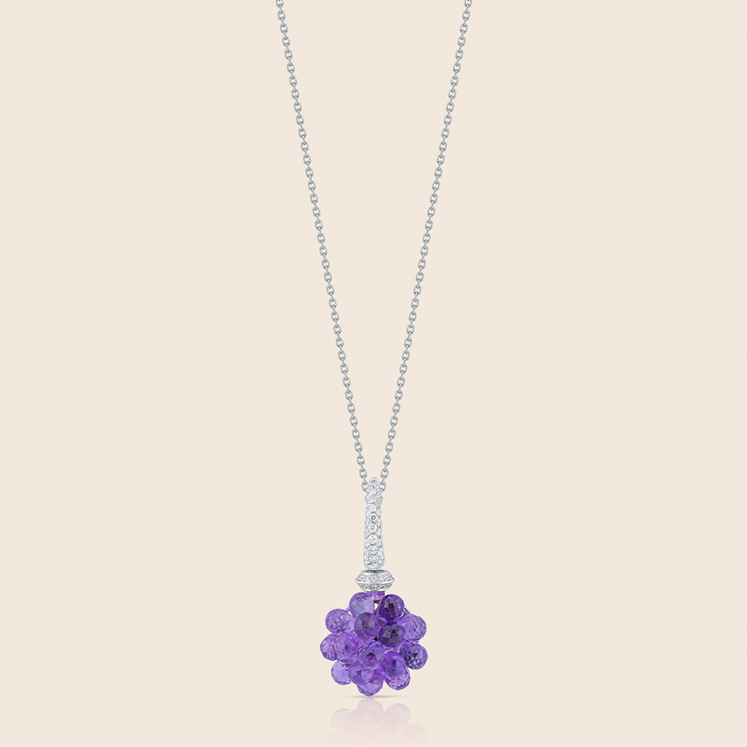 191 aurora white gold diamond pendant with amethyst - Image 1