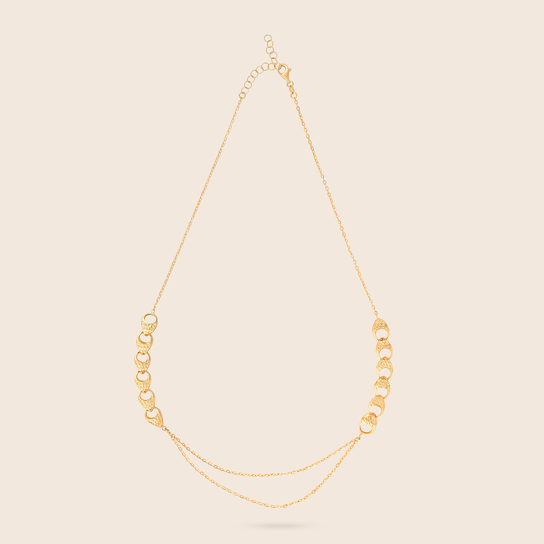 HEHJL0RTU0_1 Affinity yellow gold widelink two side motive necklace - Image 1