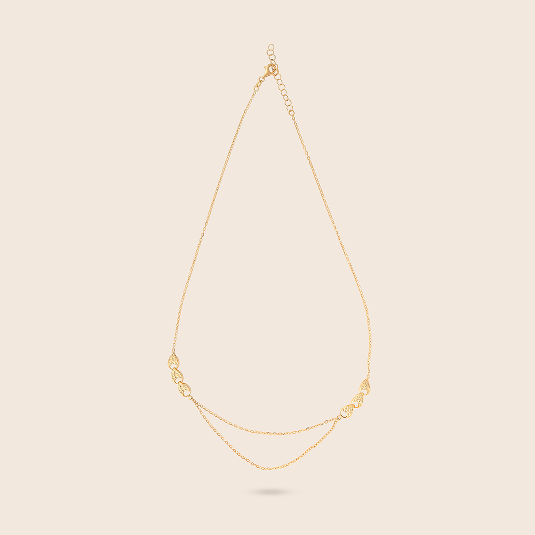 HPPKTL4TPN_1 Affinity yellow gold hollowlink double layered necklace with side motive - Image 1