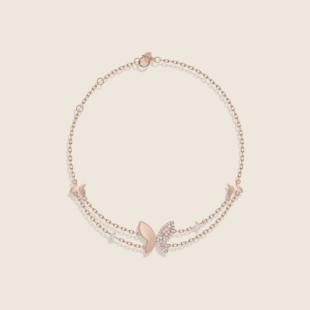 ADBR000618 VOL-1 Volare 18k Rose Gold Dancing Wings Diamond Bracelet - Image 1
