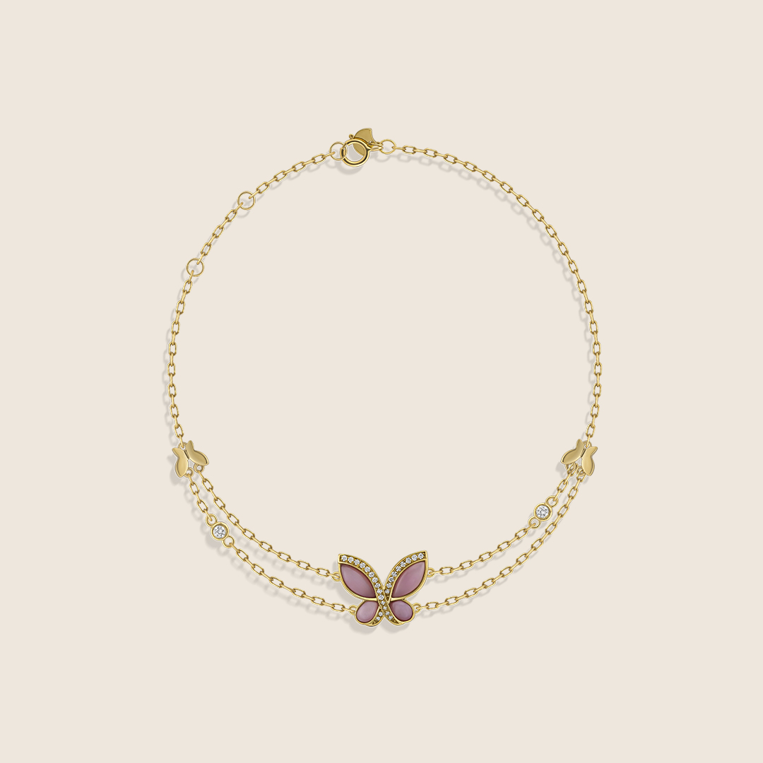 ADBR000619 VOL-1 Volare 18k yellow Gold Petite Butterfly Diamond Bracelet with MOP - Image 1
