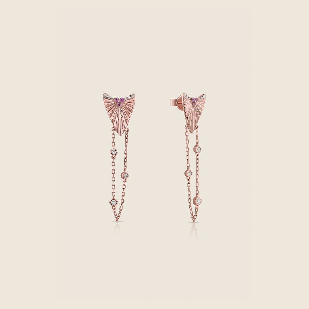 ADER001376 VOL-2 Volare rose gold faceted diamond earring with ruby - Image 1