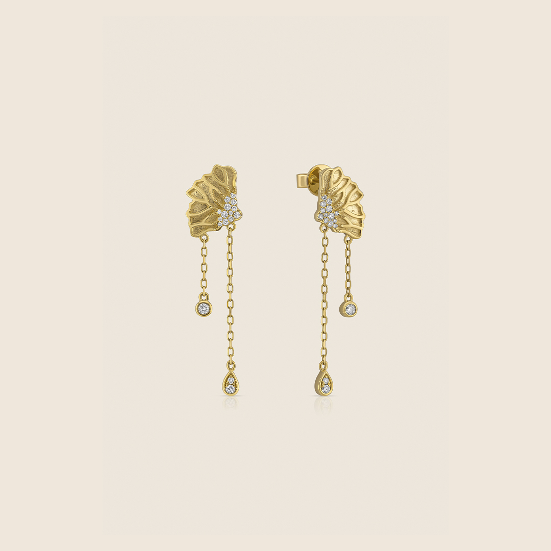 ADER001380 VOL-2 Volare 18k Yellow Gold Delicate Flutter Diamond Earrings - Image 1