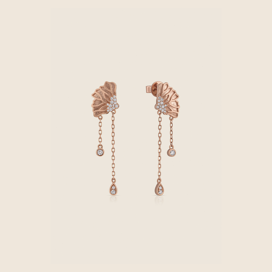 ADER001382 VOL-2 Volare 18k Rose Gold Delicate Flutter Diamond Earrings - Image 1