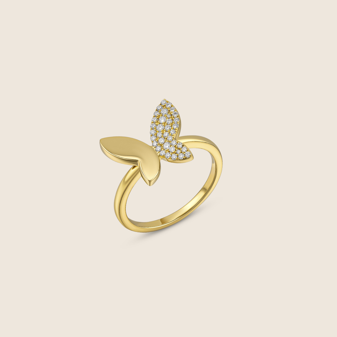 ADRG001655 VOL-1 Volare 18k yellow Gold Dancing Wings Diamond ring - Image 1